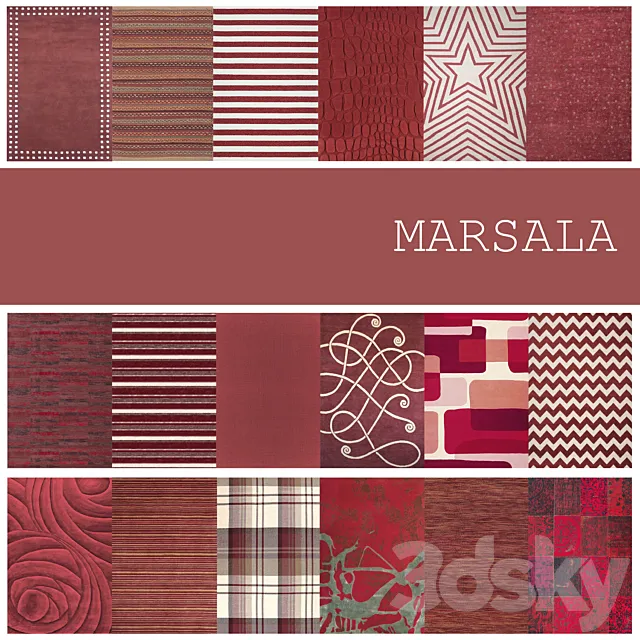 18 carpets in color MARSALA 3DSMax File