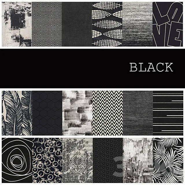 18 carpets in the color BLACK 3DSMax File