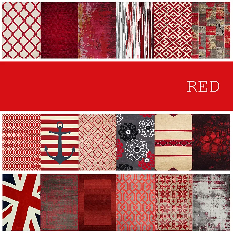 18 carpets in the color RED 3DS Max