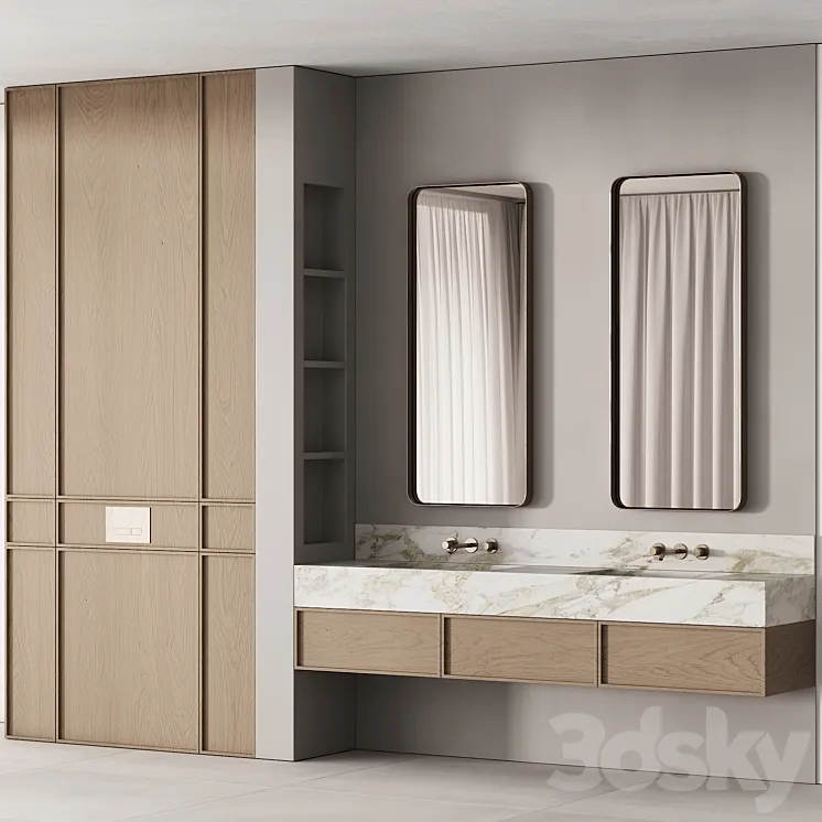 188 bathroom furniture 04 minimal wood and marble 00 3DS Max Model