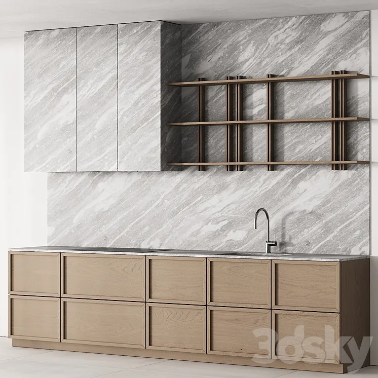 189 modern kitchen 09 snow marble and wood 00 3DS Max Model