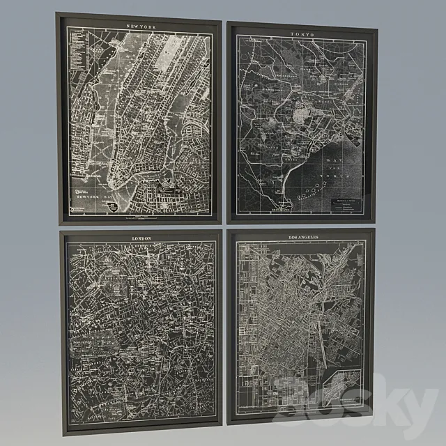 1900s Lithograph Map 3DSMax File