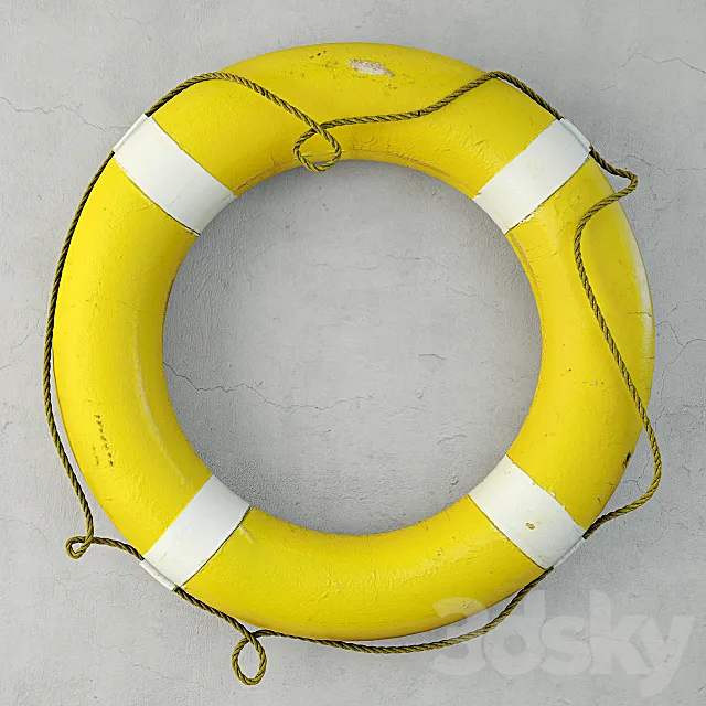 1950s Yellow & White Life Preserver 3DS Max Model