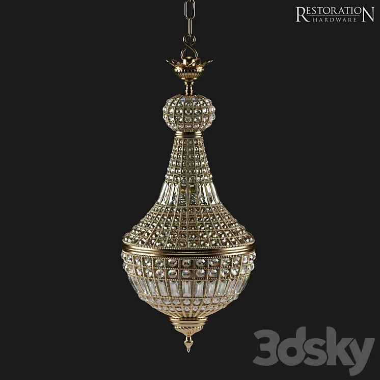19th C. French Empire Crystal Chandelier Small 3DS Max