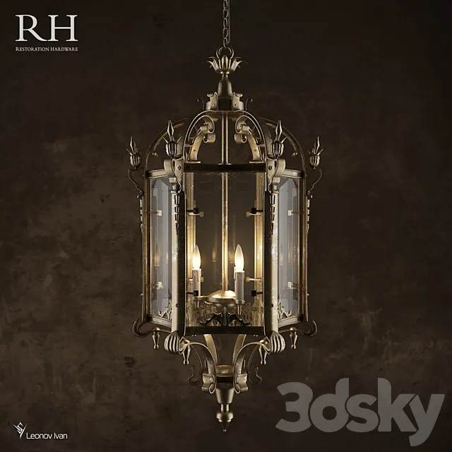 19th C. Salerno Streetlight Pendant Bronze 3DS Max Model