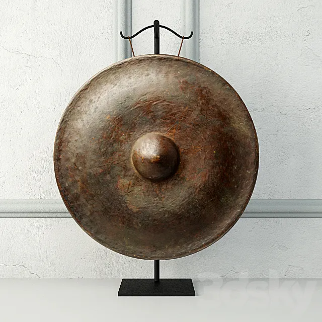 19th Century Laos Bronze Gong 3DS Max Model