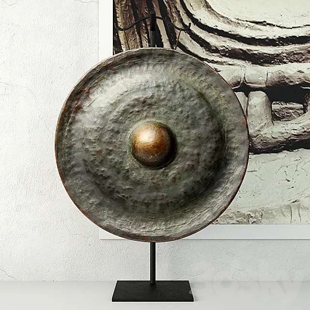 19th Century Laos Bronze Gong 3dsMax Model