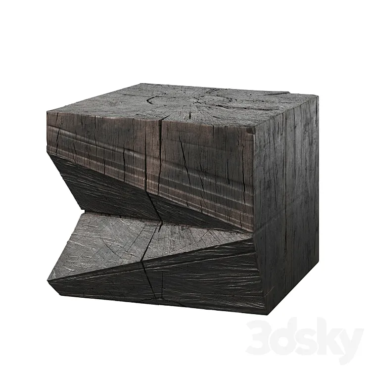 1st Dibs Sculpted Brutalist End Table CT 9 Solid Oak 3DS Max