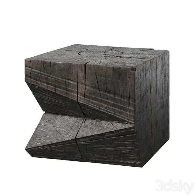1st Dibs Sculpted Brutalist End Table CT 9 Solid Oak 3dsMax Model