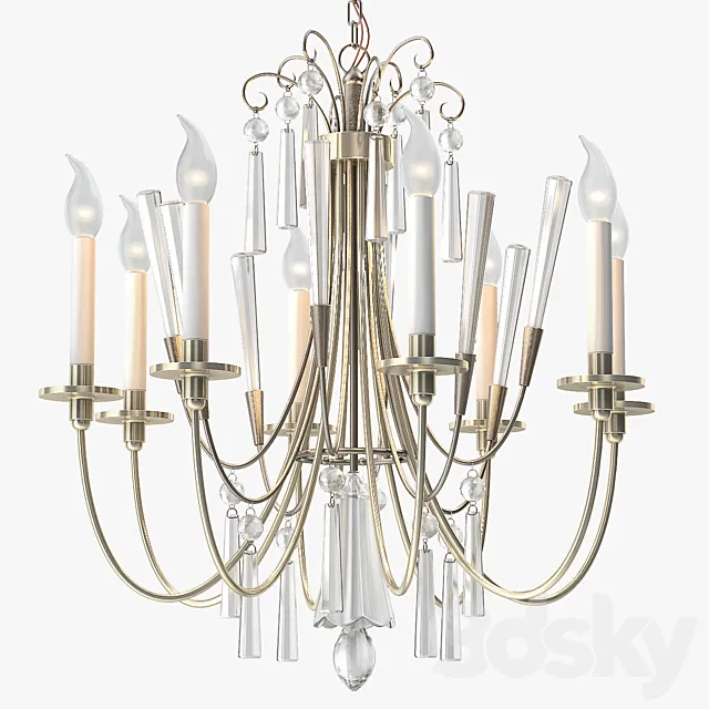 1stdibs Elegant Chandelier with Crystals by Lightolier 3DSMax File