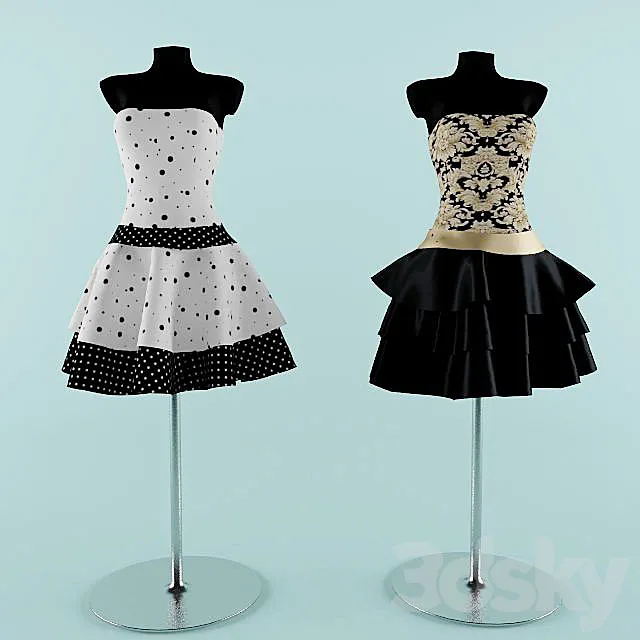 2 dresses on mannequins 3DSMax File