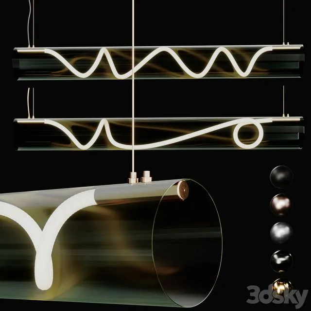2 Luke Lamp Pendant light (Vessel Suspension_5ft) 2lights 5mat 3dsMax Model
