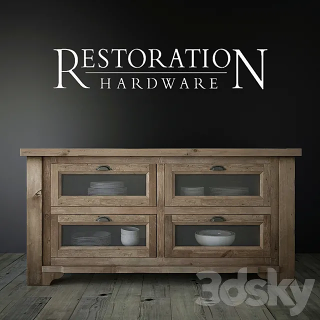 20TH C. SALVAGED WOOD KITCHEN ISLAND 3DS Max Model