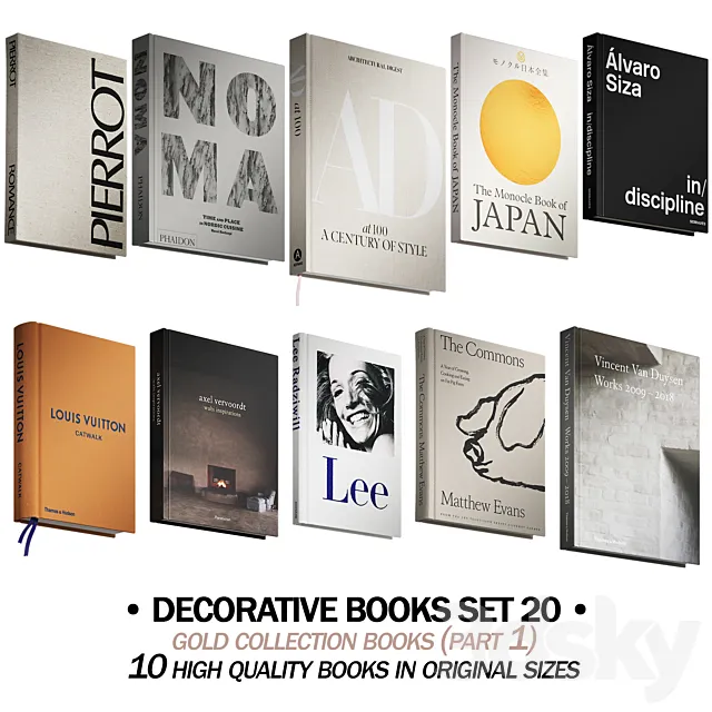 211 decorative books set 20 gold collection PART 1 3ds Max