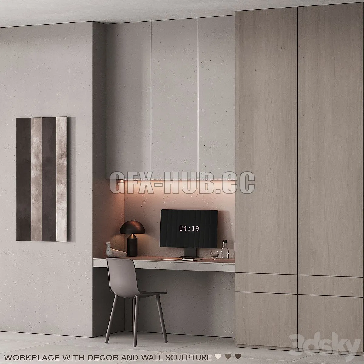 220 office furniture 06 workplace 02 minimal gray stucco 3dsMax Model