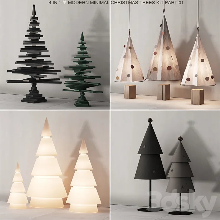 237 happy new year 01 modern christmas trees 01 3DS Max