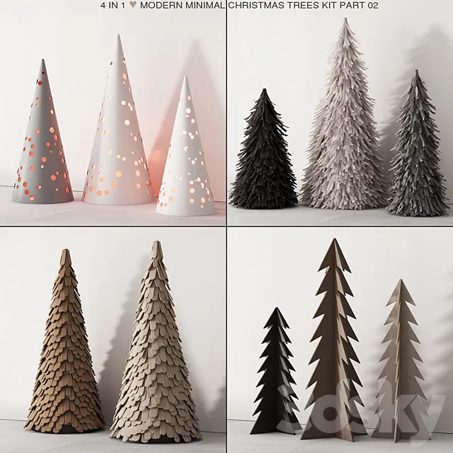 238 happy new year 02 modern christmas trees 02 3DS Max Model