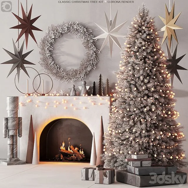 240 happy new year 04 christmas tree mono 01 light 3dsMax Model