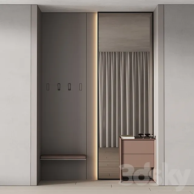 246 hallway zone 08 minimal hall with big stand mirror 01 3DS Max Model