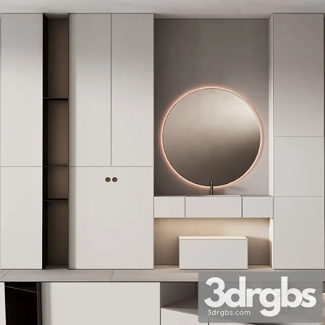 249 Bathroom Furniture 07 Minimal Modern Round Mirror 3dsmax Download