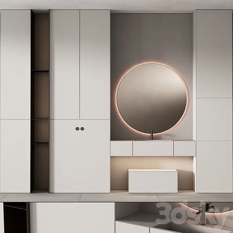 249 bathroom furniture 07 minimal modern round mirror 3DS Max Model