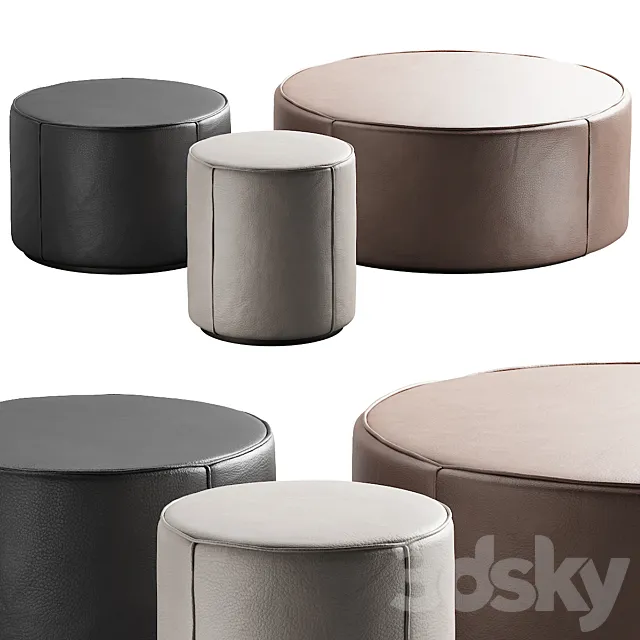 283 Fredericia Mono Pouf By Due & Trampedach in leather 00 3ds Max