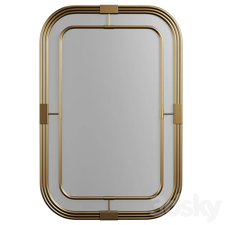 28W x 42H Rectangle Metal Piping Mirror 3DS Max Model