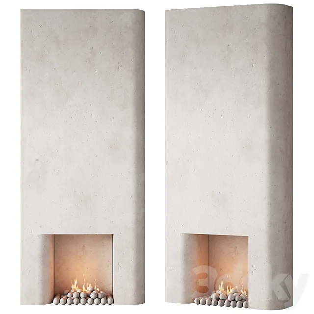 292 fireplace area decorative wall 10 tall chimney travertine stone 00 3DS Max Model