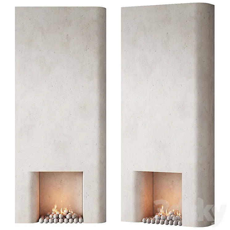 292 fireplace area decorative wall 10 tall chimney travertine stone 00 3DS Max Model
