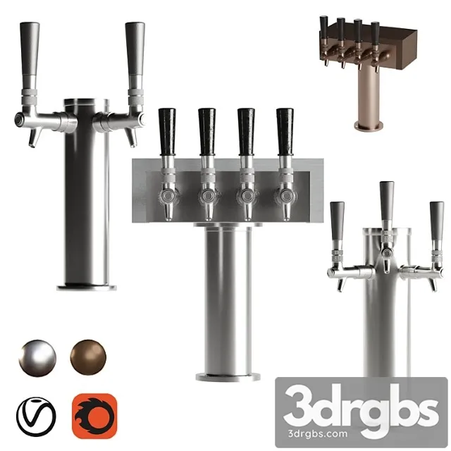 3 Faucet Draft Beer Set 3dsmax Download