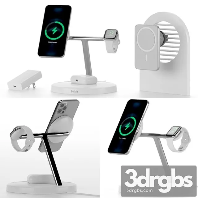 3 In 1 Wireless Charger With MagSafe For IPhone 12 Pro Apple Watch and AirPods PRO Car Air Vent Mount with MagSafe 3dsmax Download