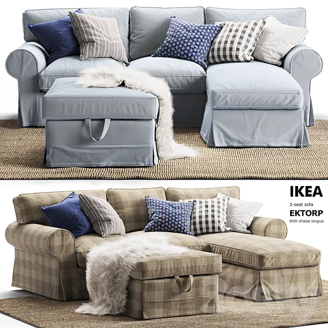 3-seat sofa EKTORP With chaise longue Ikea _ Corner sofa EKTORP Ikea 3DSMax File