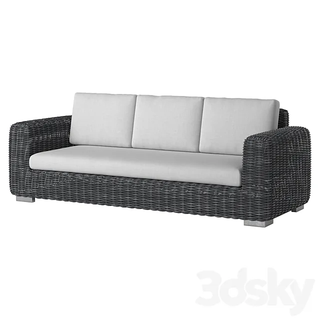 3 Seat Wicker Sofa 02 3DSMax File