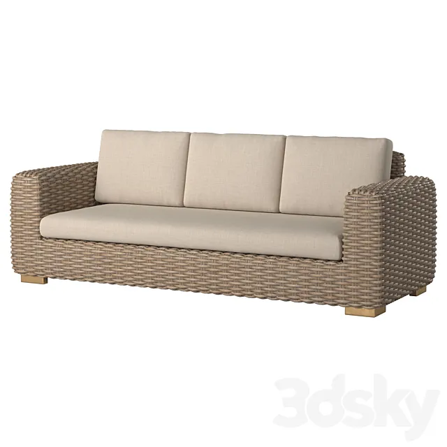 3 Seat Wicker Sofa 3DSMax File