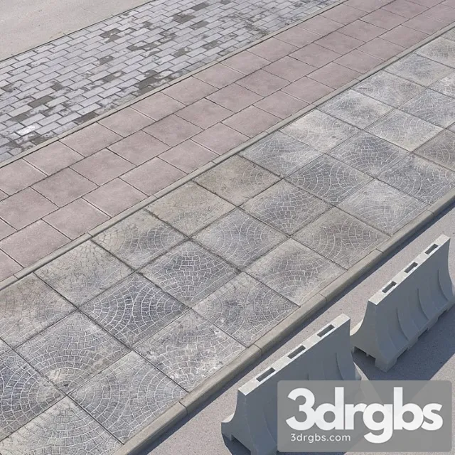 3 Versions Of The Sidewalk With The Road 3dsmax Download