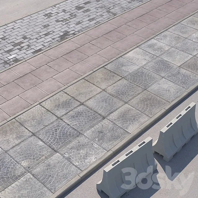 3 versions of the sidewalk with the road. 3DSMax File