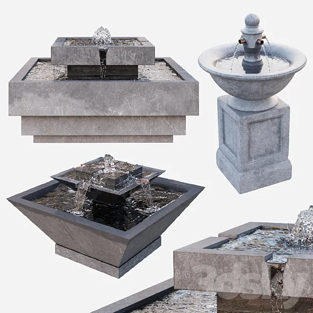 3 Water Fountain Set 3ds Max