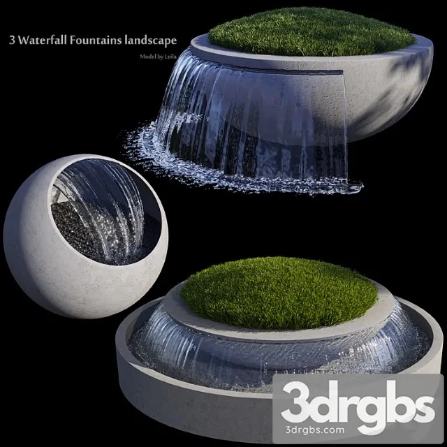 3 waterfall fountains landscape 3dsmax Download