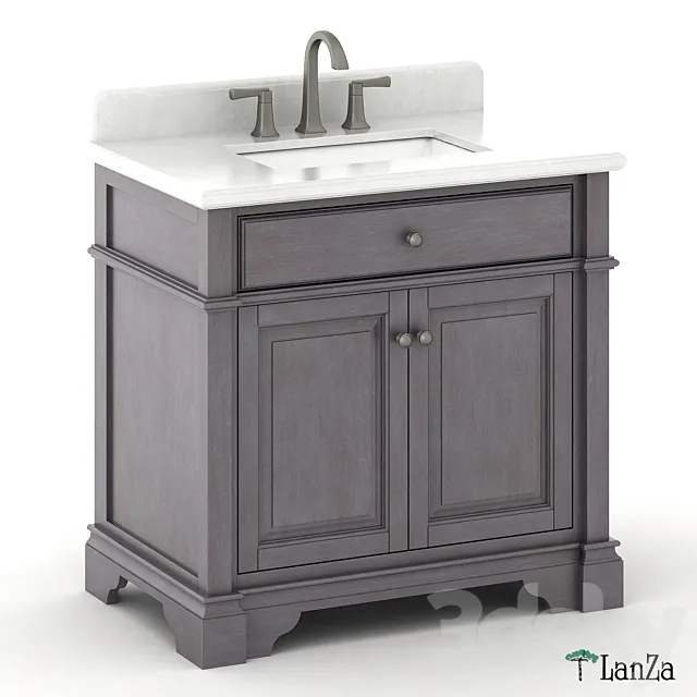 30 “single sink wooden vanity with Alpine Mist top 3ds Max