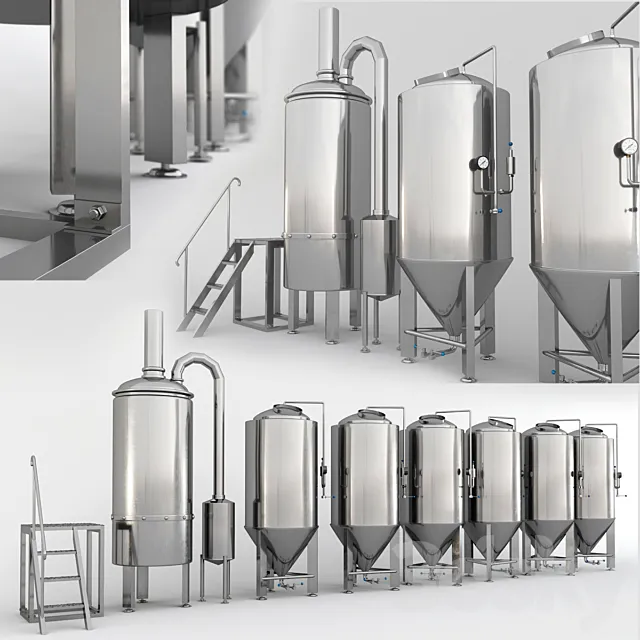 300 liters of beer varochnik CCT + (brewery) 3DS Max Model