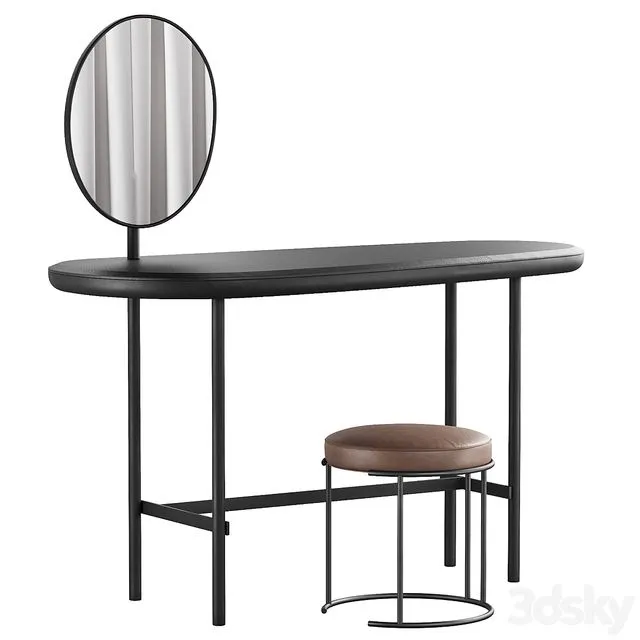 326 Vanity Desk 03 Pebble Desk with Nina pouf by Living Divani 3dsMax Model