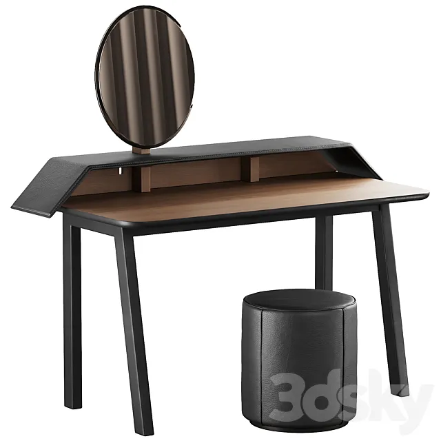 327 Vanity Desk 04 Tolda Desk by Miniforms and Fredericia Mono Pouf 3ds Max