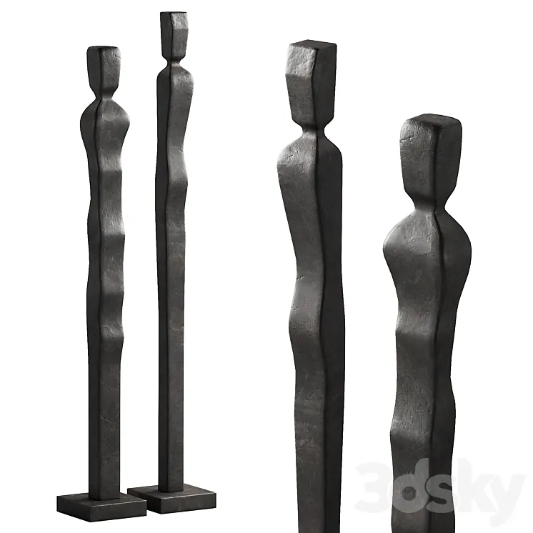 333 interior sculptures 09 abstract figures of people bronze P02 3DS Max Model