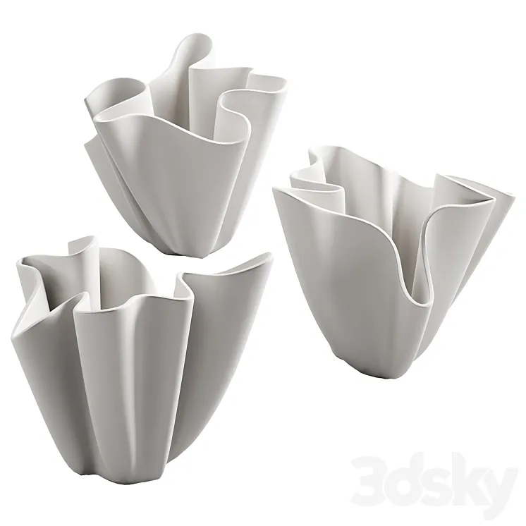368 decorative vases and pots 06 deformed folded relief vase 05 3DS Max Model