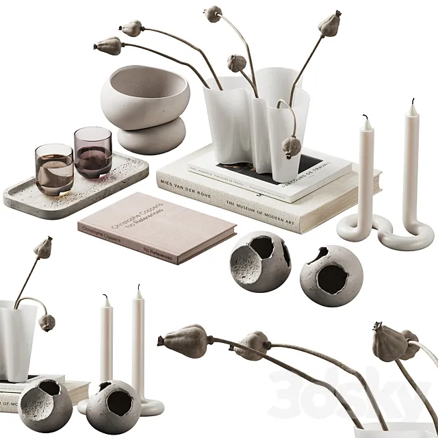 370 decorative set 038 cracked spheres and dried poppy seeds 3DS Max Model