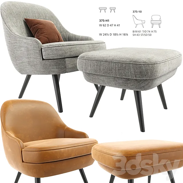 375 walter knoll Armchair With Ottoman 3ds Max