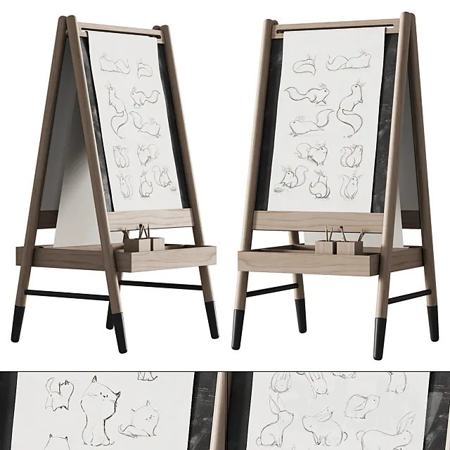 390 CB2 Wooden Kids Art Easel by Crate&kids 01 3DS Max Model