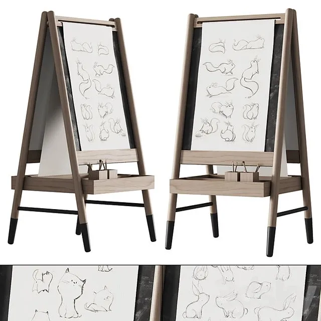 390 CB2 Wooden Kids Art Easel by Crate&kids 01 3dsMax Model