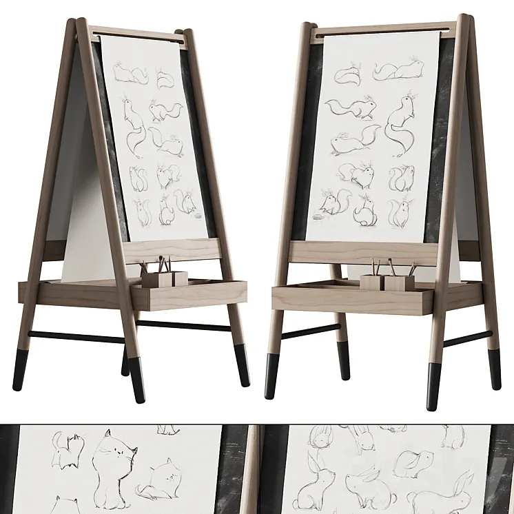 390 CB2 Wooden Kids Art Easel by Crate&kids 01 3DS Max Model