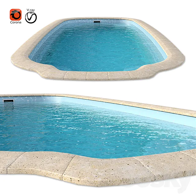 3D Composite pool Basin Atlantic Premium 3DS Max Model